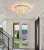 Q&S White Boho Beaded Chandeliers Flush Mount Ceiling Light,3-Lights Small Chandelier Light Fixture for Bedroom,Kitchen,Dining Room,Living Room,Stairway Gazebo - color: Ceiling-3WH