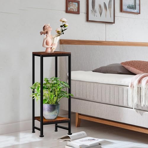 Plant Stand Indoor, Tall Plant stands for Indoor Outdoor Plants, 2 Tier Heavy Duty Plant Shelf 31" Metal Pedestal Stand Modern Corner Flower Stand for Patio, Living Room, Balcony - color: brown, size: 31''