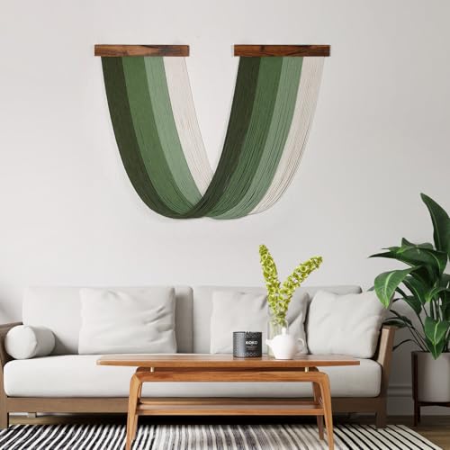 HVEST Large Green Macrame Wall Hanging Boho Wall Decor Macrame Wall Art for Living Room Bedroom Home Office Dining Room Nursery Apartment Decor Woven Tapestry - color: Sage Green