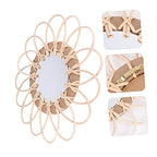 PRETYZOOM 1pc Boho Decorative Woven Mirror Handcrafted Wall-Mounted Makeup Mirror for Beige for Living Room Bedroom Bathroom Wall Art