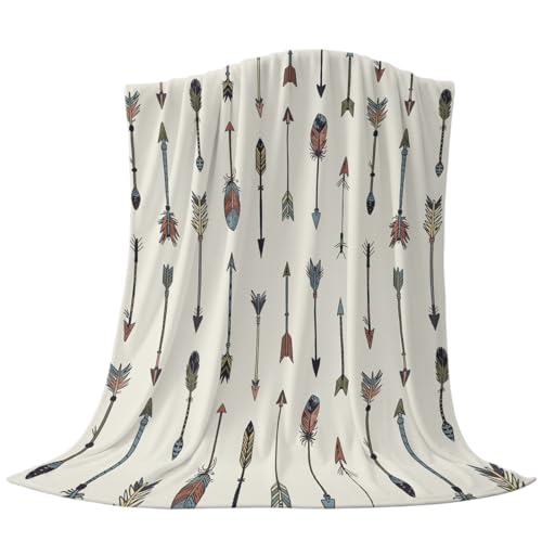 Vintage Indian Arrows Design Super Soft Throw Blankets Colorful Bohemia Feather Fluffy Fuzzy Flannel Bed Blanket Decorative for Home Sofa Couch Chair Living Bedroom, (40x50 in) - color: Arrows Pattern, size: 40x50 Inch