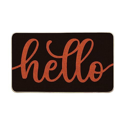 Artoid Mode Black Orange Hello Halloween Doormat, Home Decor Low-Profile Switch Rug Door Mat Floor Mat for Indoor Outdoor 17x29 Inch - color: Black/Orange, size: 17" x 29"