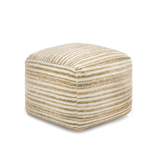 Anji Mountain Pouf Ottoman Foot Rest, Handmade Ottoman Pouf, Comfortable Foot Stool, Decorative Floor Seating for Living Room Decor, Bedroom & Home Décor Accent - Gilded Horizon - color: Gilded Horizon