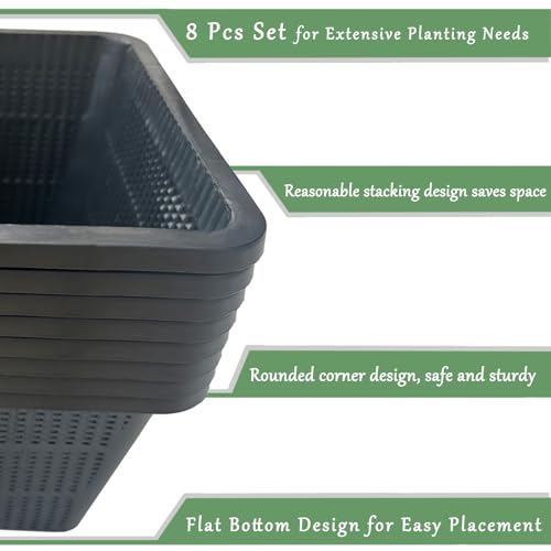 8 Pcs 9 Inch Pond Plant Baskets for Plants Hydroponics Net Pots Water Garden Plant Pots Black Plastic Pond Basket Square Plastic Mesh Pond Containers for Live Aquarium Plants - style: 9" Square-8 PCS
