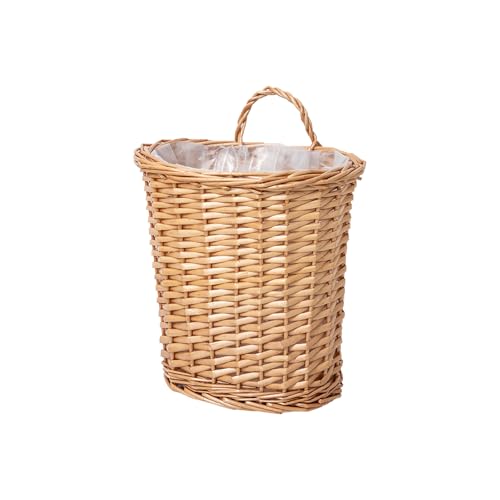 Wall Hanging Basket, Woven Wicker Plant Basket for Door Porch Garden Farmhouse Kitchen - color: Natural, size: Oval