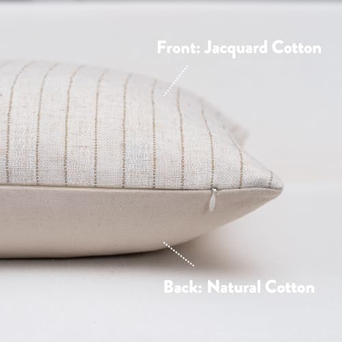 FIOUOVO Decorative Neutral Throw Pillow Covers 24x24 Farmhouse Pillow Covers Cotton Stripe Cushion Covers Home Decor for Sofa Couch Living Room Bedroom 1PC, Pinstripe - color: Pinstripe, size: 24" x 24" (Pack of 1)