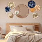 Xuhal 8 Pcs Boho Wall Basket Decor Decorative Bulrush Woven Basket Wall Decor Rustic Farmhouse Hanging Baskets for Kitchen Rustic Home Summer Decorations - style: Modern