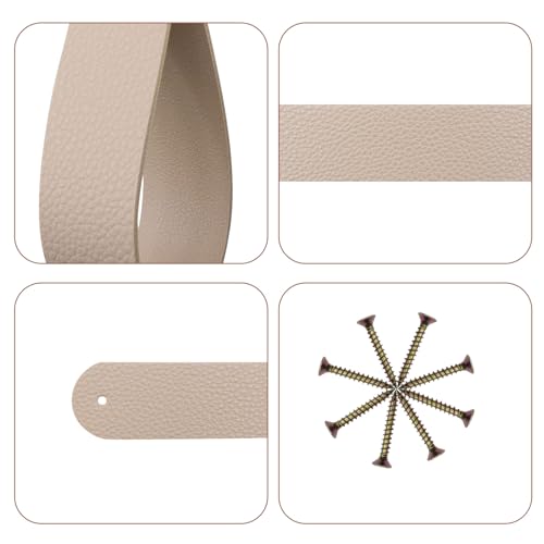 Curtain Rod Holders,Set of 8 Leather Curtain Rod Brackets with Screws,PU Curtain Rod Hangers,Leather Straps Hooks for Wall Pole Macrame Boho Art Décor, Beige - color: Beige