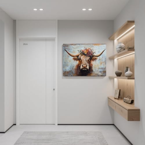 Canvas Wall Art Decor Wall Art Picutures for Living Room Artwork for Wall Decor Highland Cow Wall Art Prints Vintage Wall Art Decor Artwork for Walls Home Bedroom Office Decorations 24" X 36" - color: JYQ-N, size: 36"L x 24"W