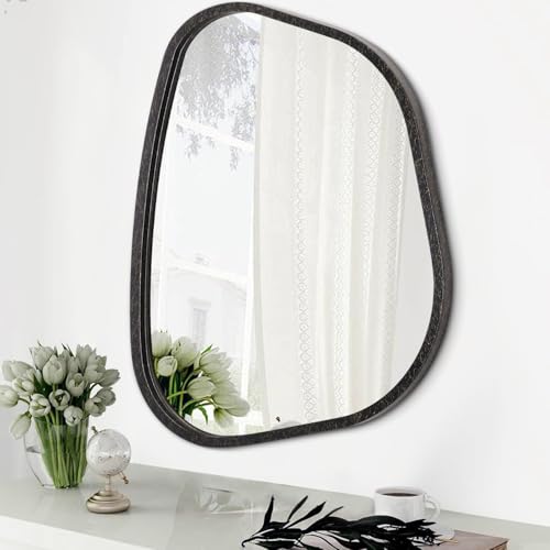Irregular Asymmetrical Mirror Wall Mounted, Unique Vanity Mirror, Shaped Dressing Mirror Decorative for Living Room, Bathroom, Bedroom, Entryway Wall Decor 14"x10" - color: Black Gold, size: 14"L x 10"W