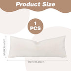 14x36 Inch Long Lumbar Cover Lumbar Pillow Cover Textured Boucle Throw Pillow Covers Breathable Cushion Case Rectangle Pillow Cases for Couch Sofa Chair Bed Home Decor Indoor Outdoor Cream