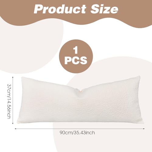 14x36 Inch Long Lumbar Cover Lumbar Pillow Cover Textured Boucle Throw Pillow Covers Breathable Cushion Case Rectangle Pillow Cases for Couch Sofa Chair Bed Home Decor Indoor Outdoor Cream