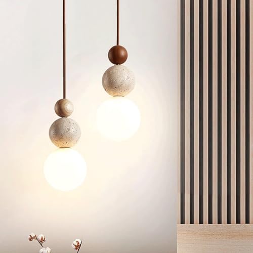 Modern Indoor Pendant Light Natural Stone Spherical Hanging Light Frosted White Glass Suspension Pendant Lamp for Bedside Restaurant Kitchen Island Aisle Bar Club Chandelier (Brown) - color: Brown