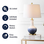 JONATHAN Y JYL3019A Gradient 25" Ceramic/Brass LED Table Lamp Contemporary Traditional Bedside Desk Nightstand Lamp for Bedroom Living Room Office College Bookcase LED Bulb Included, White/Navy - color: White/Navy