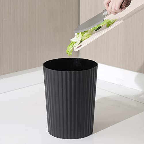JiatuA Small Trash Can Plastic Wastebasket Round Garbage Container Bin for Bathroom, Kitchen, Bedroom, Home Office, College Dorm, Black - color: Black, size: 1.8 Gallons