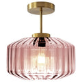 Modern Semi-Flush Mount Light Fixture Blush Pink Ceiling Lamp with Brushed Gold Base, Bedroom Light Fixture for Girls Bedroom, Nursery, Master Suite Hallway - color: Pink, 1-Light