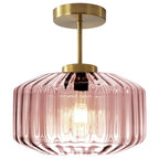 Modern Semi-Flush Mount Light Fixture Blush Pink Ceiling Lamp with Brushed Gold Base, Bedroom Light Fixture for Girls Bedroom, Nursery, Master Suite Hallway - color: Pink, 1-Light