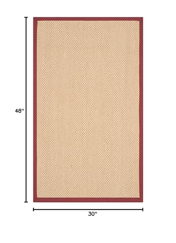 SAFAVIEH Natural Fiber Collection Area Rug - 2'6" x 4', Maize & Burgundy, Sisal, Woven Design with Border (NF141D) - color: Maize/Burgundy, size: 2'6" x 4' (Rectangular)