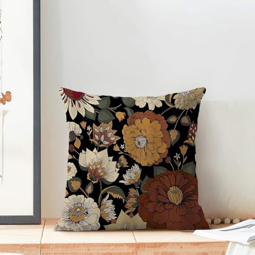 Boho Floral Botanical Pillow Covers 18x18 Inch Set of 2, Mid Century Morden Abstract Outdoor Decorative Retro Flower Throw Pillows Bohemian Flowers Couch Cushion Case for Chair Sofa Bedroom - color: Vc5, size: 18" x 18" (Pack of 2)