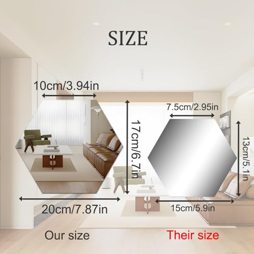 Mirror Wall Stickers - 12PCS Hexagon Art DIY Decorative Acrylic Sheet Plastic Tiles Home Living Room Bedroom Sofa TV Background Decal Decoration - color: Silver