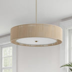VONLUCE 20" Boho Rattan Chandelier, 4-Light Drum Chandelier with 2-Tier Woven Lampshade, Rattan Ceiling Light for Dining Room Bedroom Living Room with E26 Sockets, Nickel Finish, ETL Certified - color: Nickel, size: 20inch