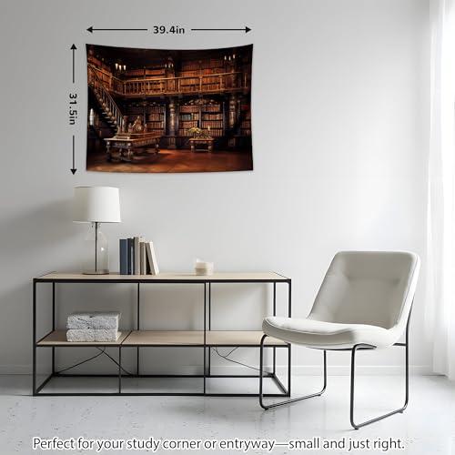 QGHOT Medieval Bookshelf Tapestry Vintage Library Bookcase Tapestry Wall Hanging Victorian Office Zoom Video Backdrop Old Books for Study Room Bedroom Living Room Decor 39.4" x 31.5" - color: H, size: 31.5"L x 39.4"W