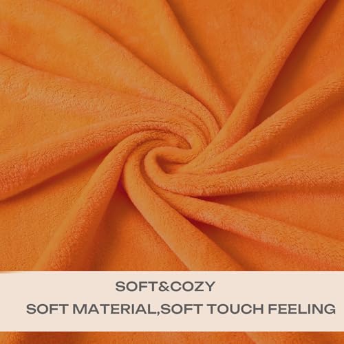 JIAHANNHA Burnt Orange Throw Blanket Fleece Blanket 50"x60",Super Soft Fall Decor Cozy Plush Throw Blanket for Couch Sofa Bed,Warm and Lightweight Bed Blankets for Winter - color: Orange, size: Throw(50"×60")