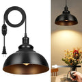 Lightess Black Pendant Lights Dimmable with Plug in Cord and ON/Off Dimmer Switch, Industrial Hanging Kitchen Island Light Fixture, LG9925343 - color: Plug in