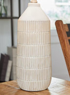 Signature Design by Ashley Willport Modern 26.5" Ceramic Table Lamp, Set of 2, Beige