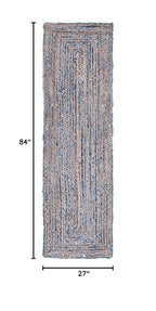 SAFAVIEH Cape Cod Collection Runner Rug - 2'3" x 7', Blue & Natural Brown, Handmade Jute & Cotton, Woven Braided Design (CAP202M) - color: Blue/Natural, size: 2'3" x 7' (Runner)