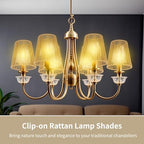 3PCS Chandelier Lamp Shades,Rattan Lamp Shade Clip-on Rattan hanging lamp Shade,Natural Touch Hand Woven Lampshade for Chandeliers, Pendants, Wall Sconces, 3.9 x 5.6 x 5.4 in