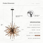 23.6" Farmhouse Sputnik Chandelier for Dining Room Rustic Handmade Natural Wood 12-Light Hanging Ceiling Pendant Light Fixture Starburst Wood Chandeliers for Kitchen Bedroom Foyer Hallway - size: Diameter 23.6", 12-Light