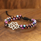 Women Boho Wrap Bracelet,Handmade Natural Stone Crystal Emperor Beads Heart Bracelet, Fashion Bohemian Jewelry Gift for Women - color: Double Heart