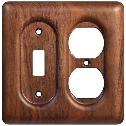 Decorative Outlet and Light Switch Covers Solid North American Walnut Plug Plate and Single Toggle Wall Plates for Rustic Contemporary Interiors - color: Walnut wood, size: Toggle/Duplex Combo