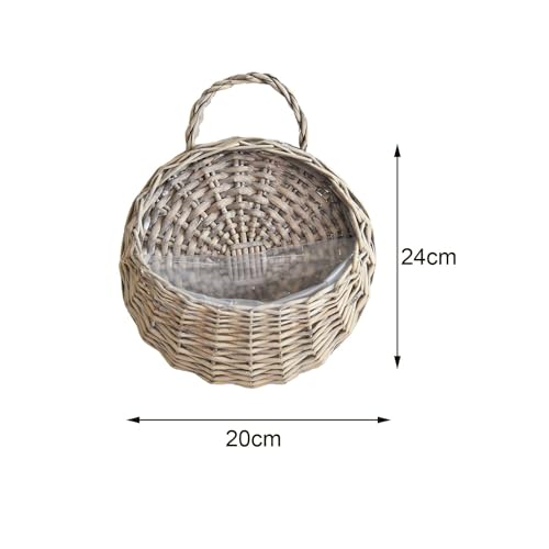 Handmade Woven Hanging Basket Flower Basket Decorative Wicker Handed Storage Basket for Lawn Indoor Outdoor Plants Farmhouse, M - color: M