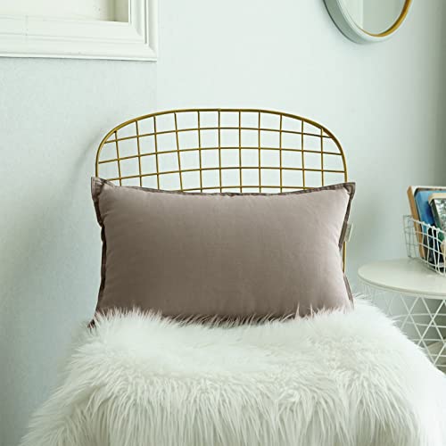 Jeanerlor Cotton Linen Decorative 12"x20" Lumbar Throw Pillow Case Cushion Cover with Twin Needles Stitch on Edge,for Wedding/Party/Gift/Car (30 x 50cm), Gray - color: Grey, size: 20" x 12" (Pack of 1)