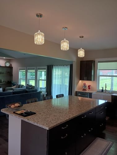 TISLYCO Crystal Pendant Lights - Kitchen Island Lighting, Mini Crystal Chandelier for Living Room, Dining Room, Hallway, Bar - 2 Pack - Silver - color: 7.8"x6.3"-2*Silver pendant light