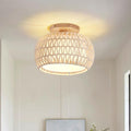 Boho Rattan Ceiling Light Fixture - 3 Style Options Wicker Semi Flush Mount Ceiling Lights,Beige Coastal Light Fixtures,Bohemian Woven Basket Chandelier for Hallway Bedroom Nursery Kitchen Laundry - color: Beige