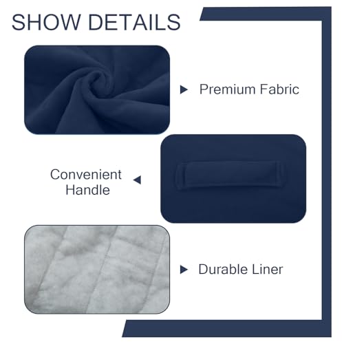 MeMoreCool Square Stuffed Pouf Ottoman Foot Rest, Floor Pouf Foot Stool with Foam Chunk Filling, Soft Stuffed Ottoman Footrest for Living Room, Navy - color: Grid Navy