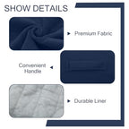 MeMoreCool Square Stuffed Pouf Ottoman Foot Rest, Floor Pouf Foot Stool with Foam Chunk Filling, Soft Stuffed Ottoman Footrest for Living Room, Navy - color: Grid Navy