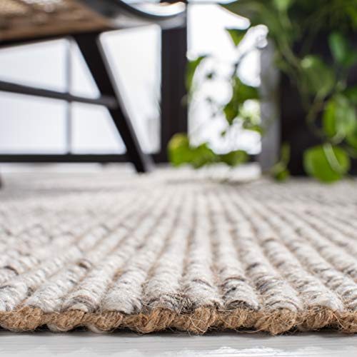 SAFAVIEH Natural Fiber Collection Accent Rug - 2' x 3', Silver & Natural, Handmade Woven Fringe Jute, Ideal for High Traffic Areas in Entryway, Living Room, Bedroom (NF826G) - color: Silver/Natural, size: 2' x 3' (Rectangular)