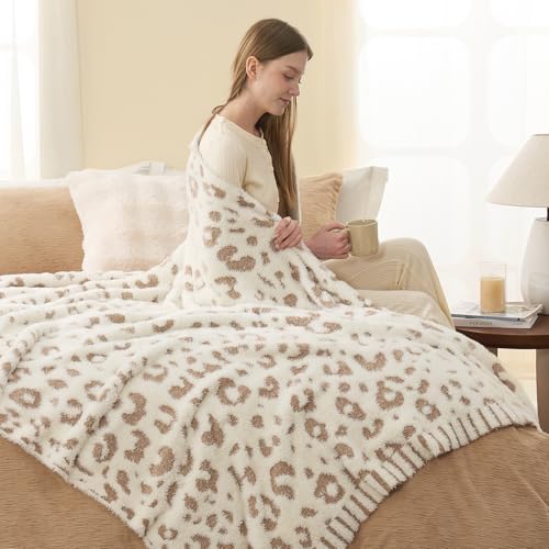 Snuggle Sac Leopard Luxury Faux Fur Throw Blanket for Couch,Ultra Soft Cozy Plush Fluffy Blanket for Sofa Bedroom Living Room,Beige Leopard,50x60 inches - color: Beige Leopard, size: Throw(50"x60")
