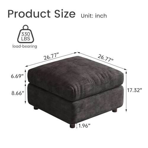 Guyii Dark Gray Storage Ottoman Square Sofa Footrest Stool Removal Stool Pouf Ottomans Upholstery Stool for Living Room Bedroom Office - color: Dark Gray, size: ottoman