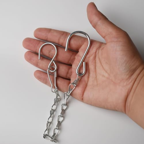 Chain for Hanging Plants,11 Inch Silver Hanging Chain, Small Hanging Basket Chain Kits with Hooks for Bird Feeder Plant Extender Porch Wind Chime (Silver, 11 Inch-6PCS) - color: Silver, size: 11 Inch-6PCS