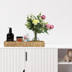 Bathroom Vanity Tray, 16.7 Inch Water Hyacinth Toilet Tank Baskets, Long Wicker Counter Tray for Paper Hand Towel, Bathroom Counter Organizer for Decor Coffee Table (16.7" x 6" x 2") - size: 16.7" x 6" x 2"
