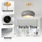 Gray Light Fixture Mid Century Semi Flush Mount Ceiling Light Nursery Close to Ceiling Lights Hallway Gold Semi Flush Mount Lamp Modern Porch Glass Chandeliers Entryway Overhead Light - color: Semi-Gray