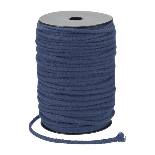MECCANIXITY Macrame Cord 5mm x 295 ft Handmade Natural Cotton Rope, 8 Strand Twisted Braided Rope Cord for Plant Hanger Wall Hanging Dream Catcher Crafts Home Decoration, Navy Blue - color: Navy Blue