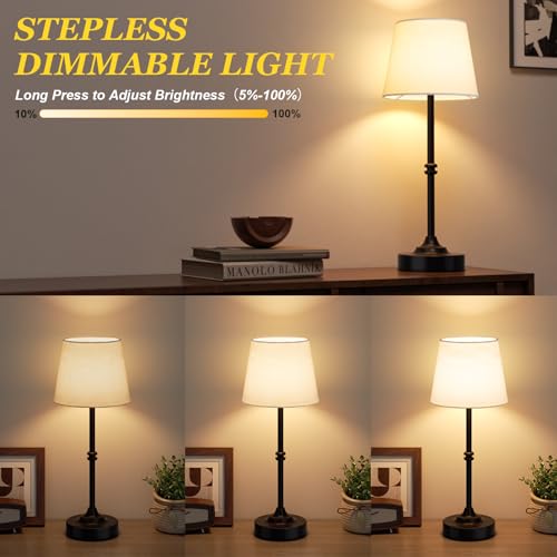 Kakanuo Rechargeable Cordless Table Lamp Black - 2 Pack 4000mAh Battery Operated Lamp, 3000K Warm Light, Touch Control Stepless Dimming, for Bedside, Dining Table, Home Decor - color: Black, size: 2 Pack - 15.6in