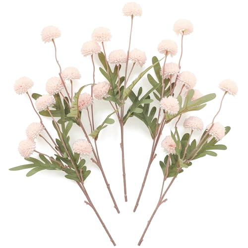Floroom 5pcs Blush Faux Silk Mums Artificial Flowers, Bulk Fake Small Mini Chrysanthemums with Stems for DIY Pink Wedding Centerpieces Floral Arrangements Vase Fillers Home Decorations - color: Blush, size: 5pcs