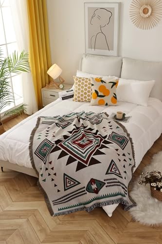 CLOTHKNOW Boho Throw Blankets Black White Azten Bed Blankets Reversible Southwest Navajo Blankets for Couch Sofa Bed Home Outdoor Beach Tent Travel Camping 51''x 70'' - color: Black White, size: 51''x 70''